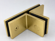 Shower Bracket - Square 180 Degree 90 Degree Glass to Glass - Brushed Gold